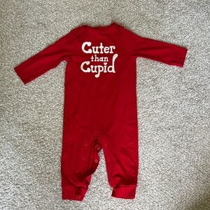Red Baby Onesie with 'Cuter than Cupid' Print